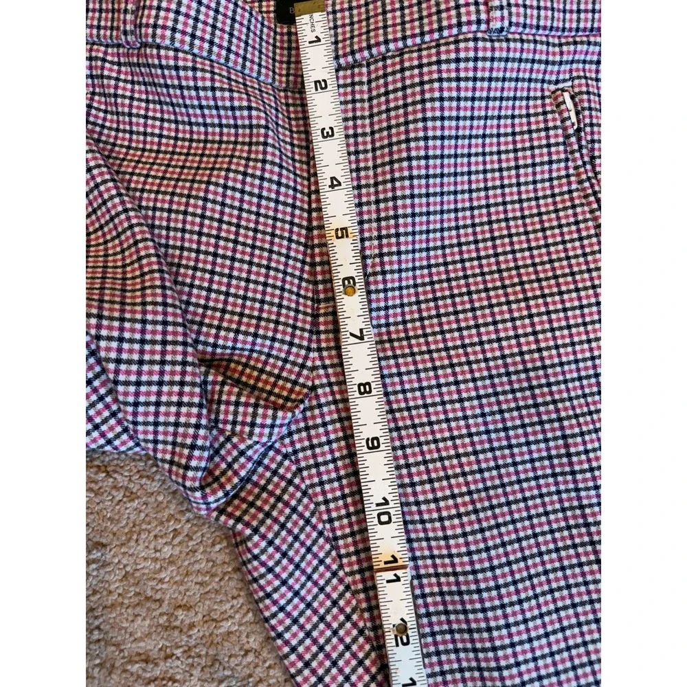 Banana Republic Sloan Tattersall Pink Navy Plaid Slim Ankle Pants 8 Career Offic